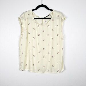 Abercrombie & Fitch Floral Short Sleeve‎ Button Back Blouse Yellow Sz XL